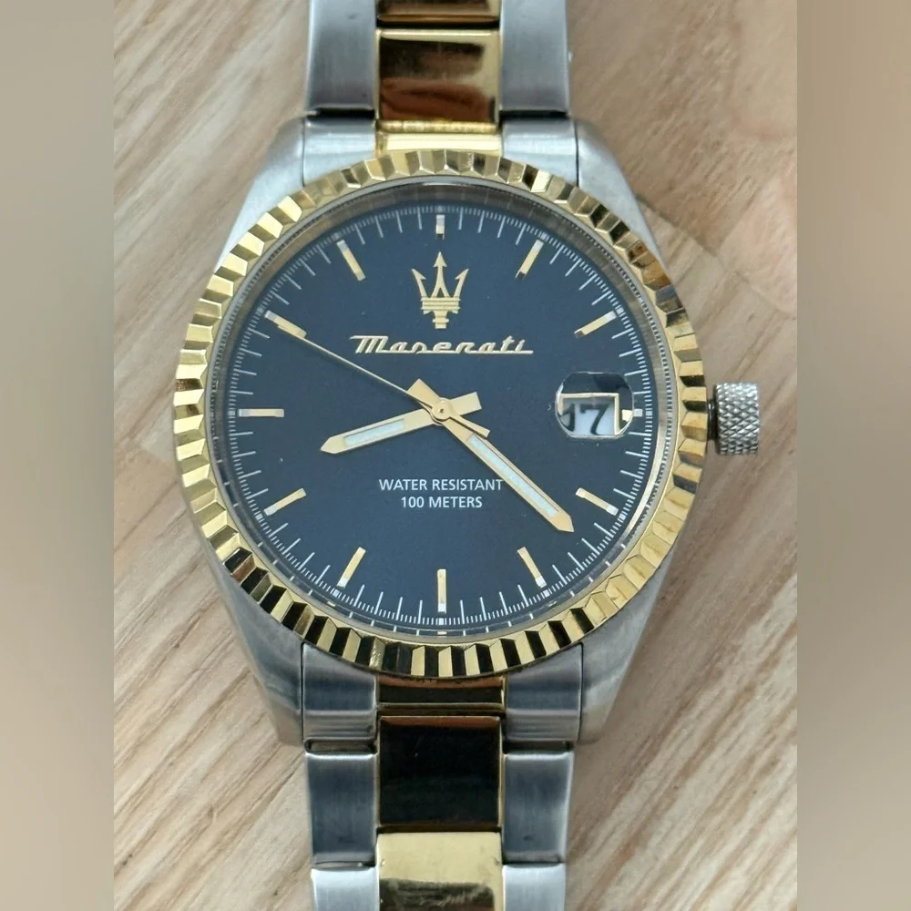 Maserati Presidential Style Men’s Watch Blue Dial Two-Tone Bracelet Case Date
